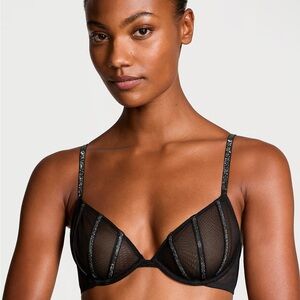 NWT Victoria’s Secret VERY SEXY Sheer Shine Unlined Low-Cut Demi Bra 36C